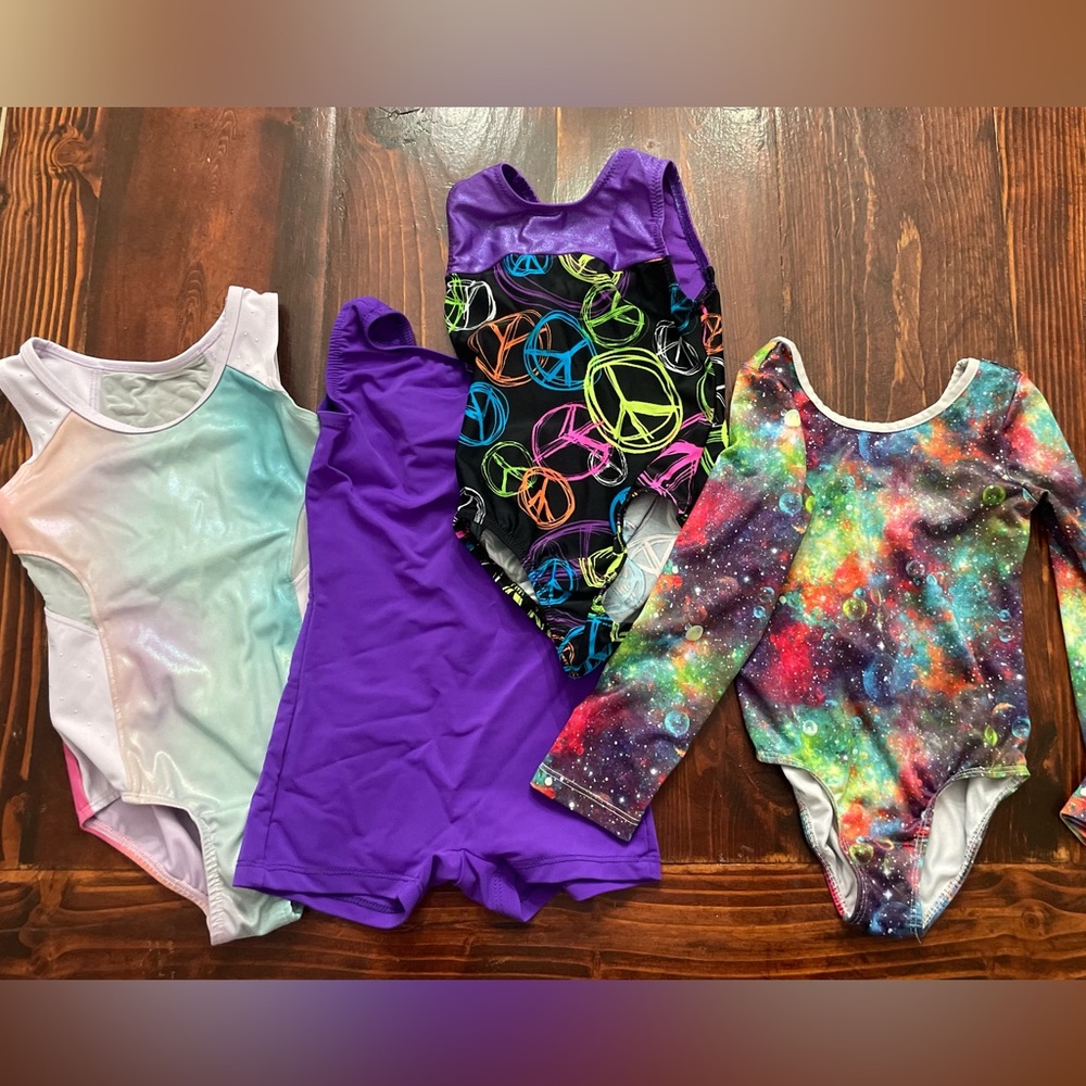 6 Gymnastic Leotards - Size Small, 4/5, 6/6X and 6X/7